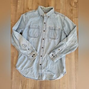 CE Schmidt Workwear Button Down Denim Shirt‎ Men's Medium Cotton Blue Jean READ